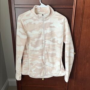 Old Navy blush & cream Camo light fleece zip up